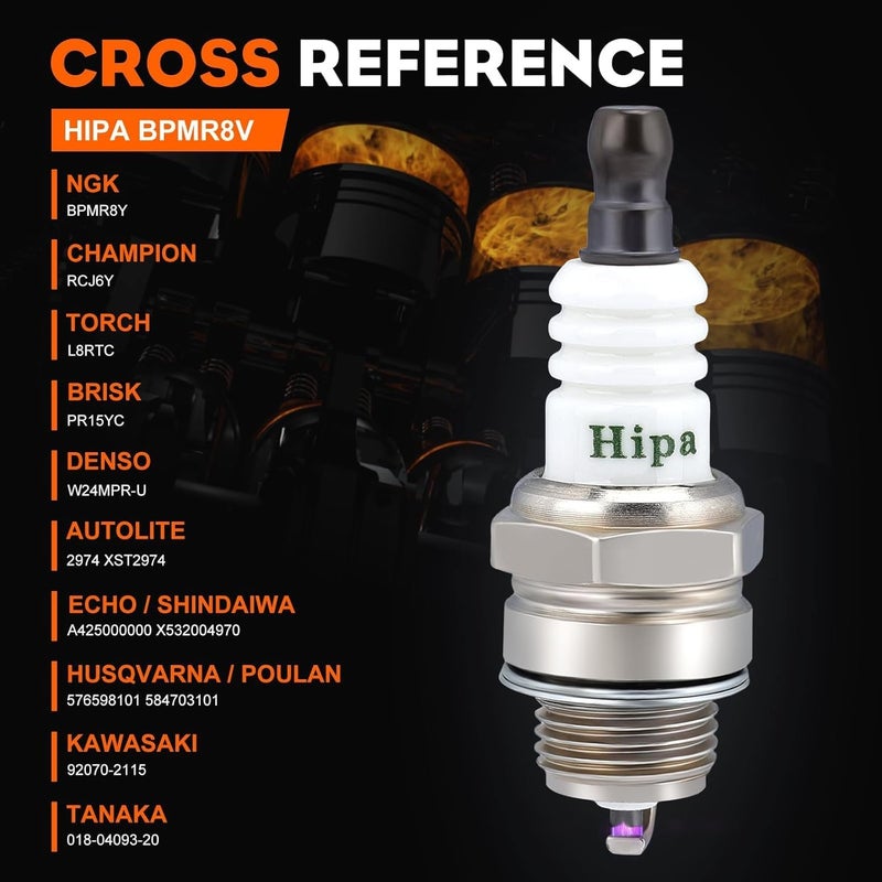 Hipa BPMR8Y Spark Plug for NGK 2218 BPM8Y Champion RCJ8Y TORCH L8RTC - Image 2